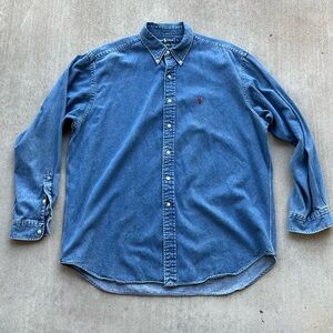 Vintage Polo Ralph Lauren Denim Shirt Blaire Button Up 90s Size XL